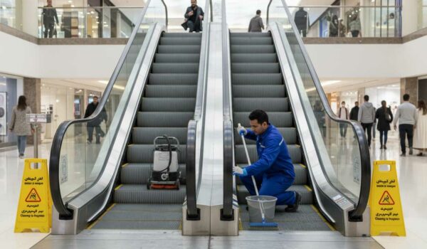 مراحل نظافت پله برقی