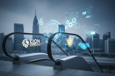 ترکیب پله برقی مدرن، قطعات باکیفیت و نمادهای گارانتی و خدمات