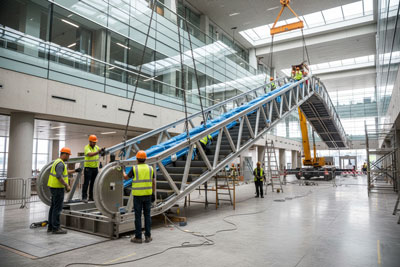 تکنسین های الماس ویستا جاوید در حال نصب پله برقی